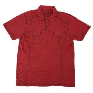 Men's BKE Standard Fit Short Sleeve Polo Shirt Red XL Pockets Contrast Stitching